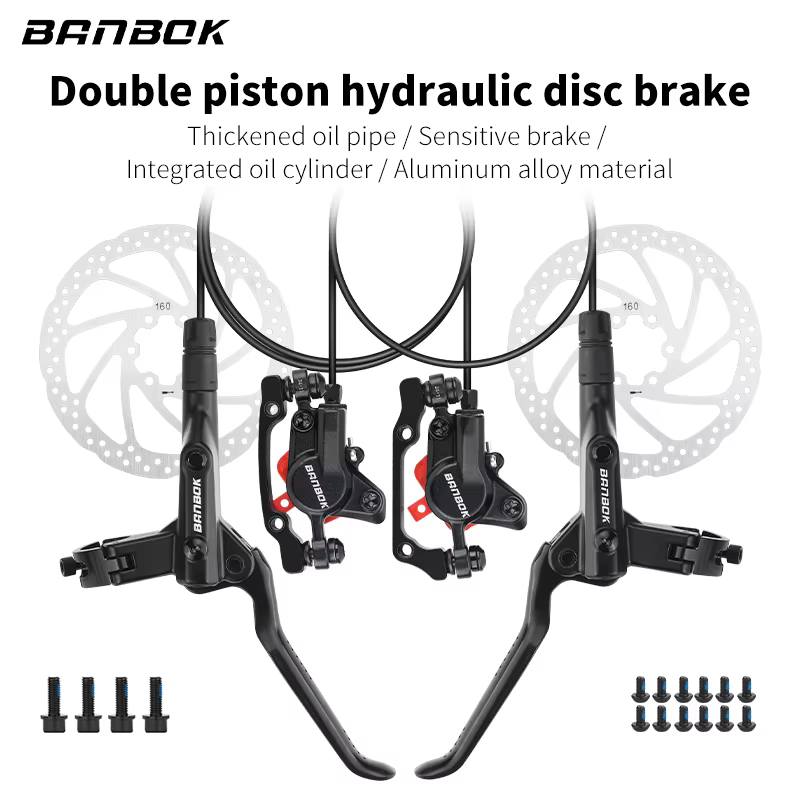 BANBOK vélo frein à disque hydraulique vtt 2 pistons étrier de pression d'huile 800/1450mm tuyau 160mm Rotors pièces