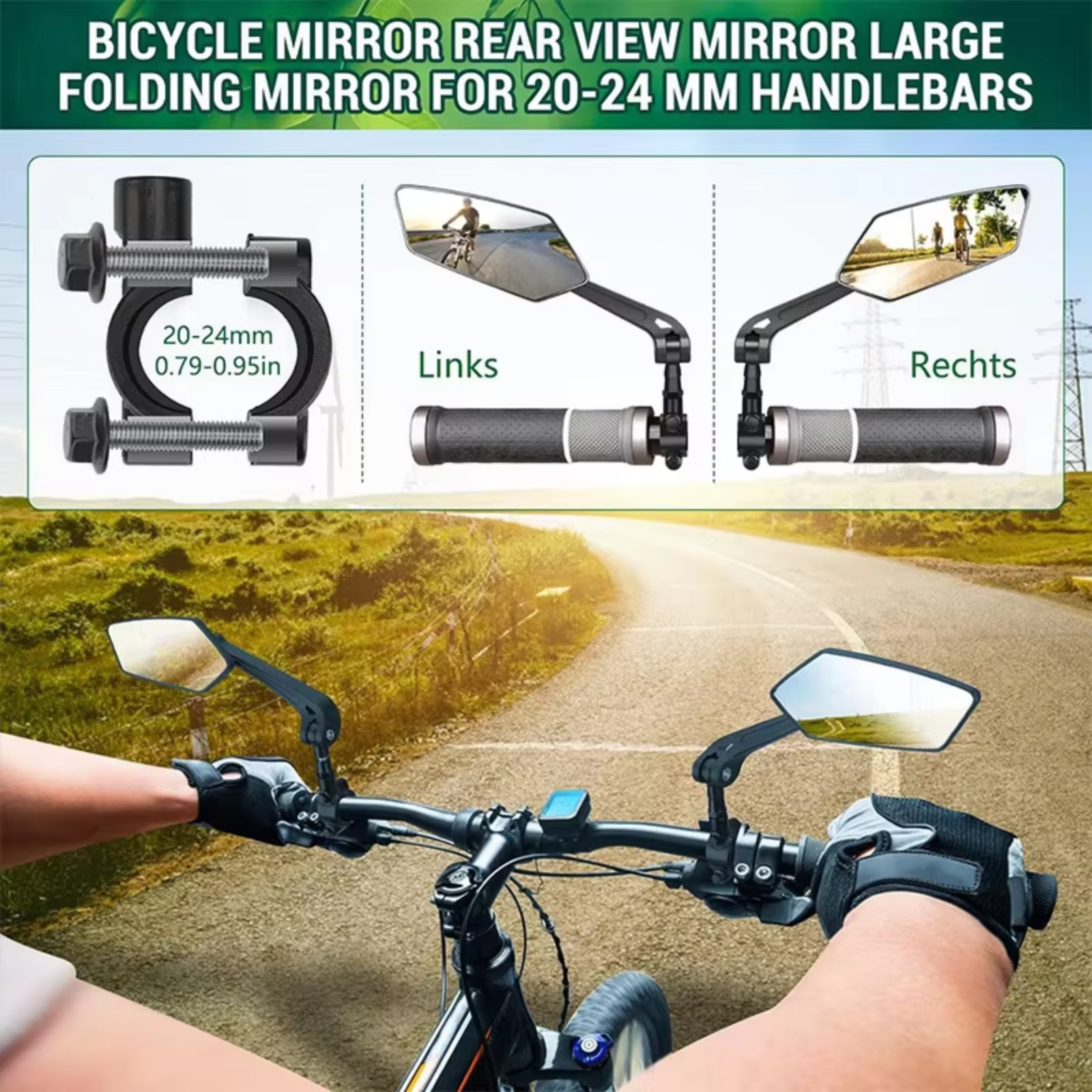 DOMEN rétroviseur grand Angle de vélo cyclisme 360 ° Rétroviseurs de guidon