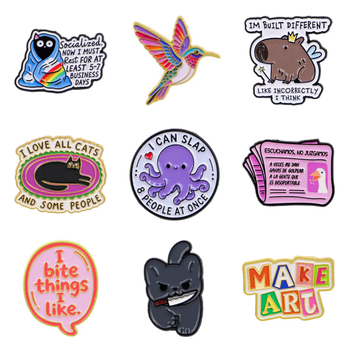 Broche émaillée drôle et sarcastique avec citation animale, badge de revers pour sacs à dos, vêtements, vestes, accessoires quotidiens, cadeaux