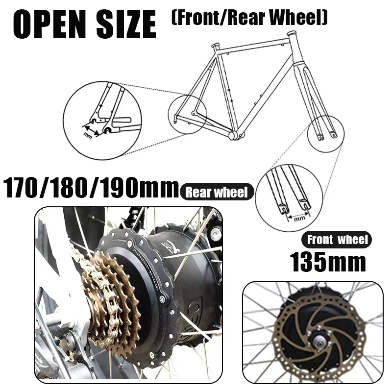 Gros pneu moyeu moteur roue 48V 1000W 4.0 "26in 20 pouces avant arrière frein à disque pilote Kit de Conversion