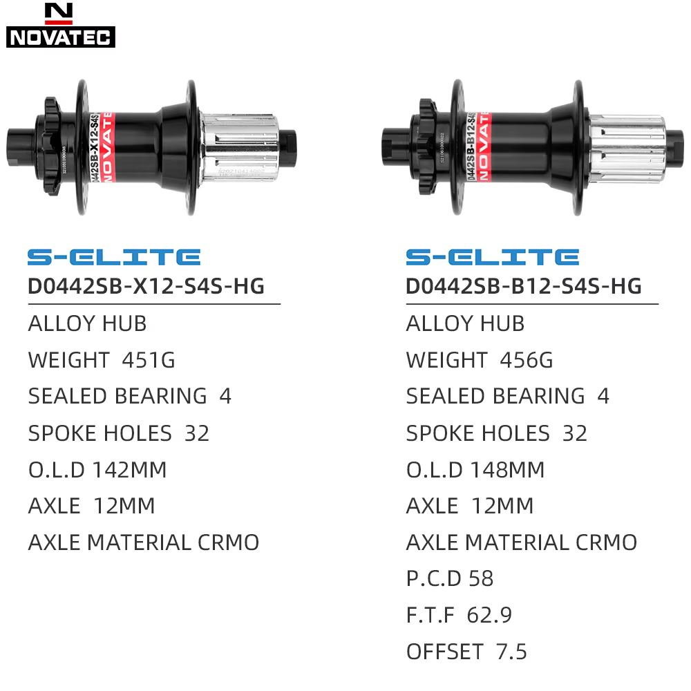 Moyeu arrière NOVATEC MTB HG XD MS Cube 72 clics pour VTT