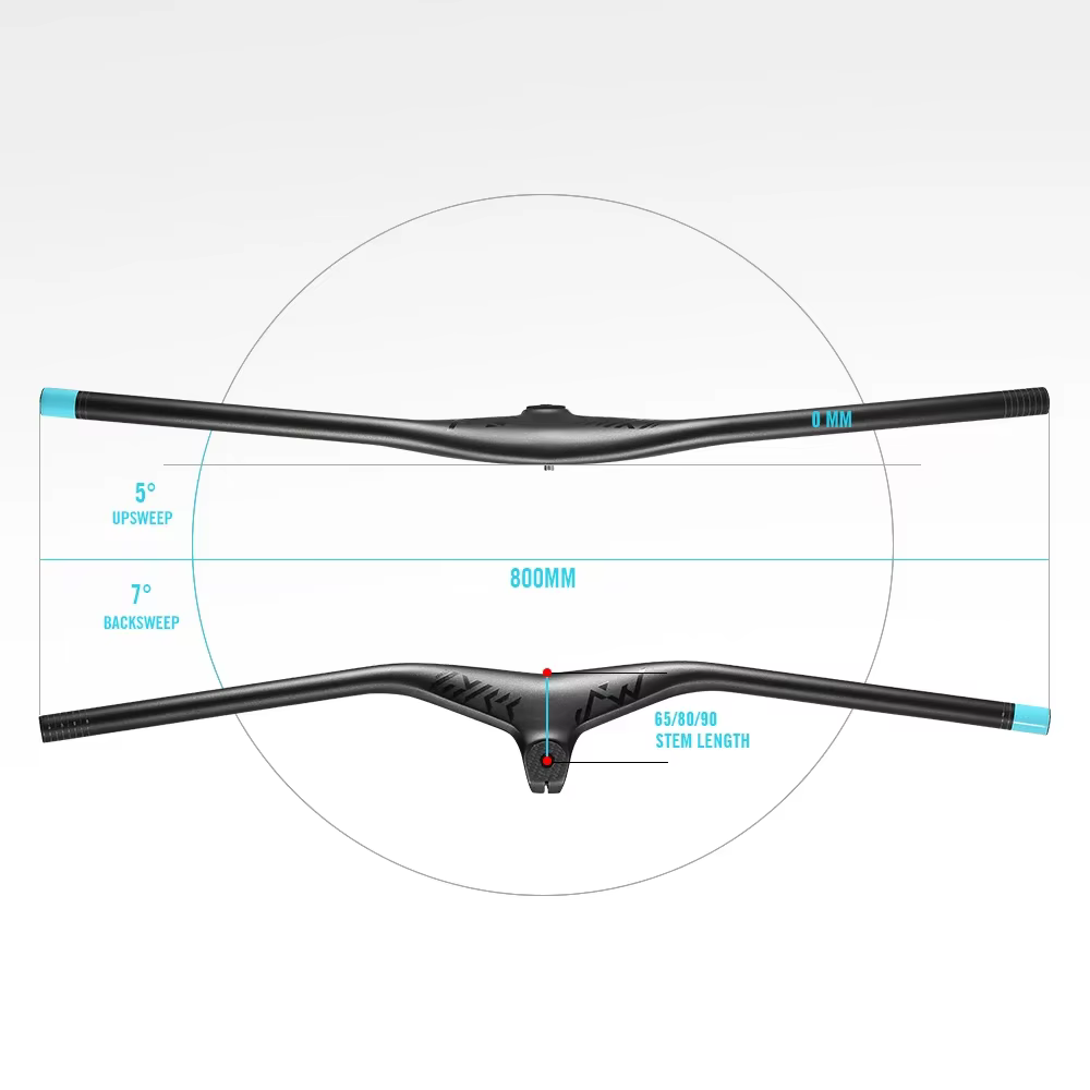 Guidon intégré RYET Carbon MTB -7 ° Potence plate monobloc Degrees Fiber Rise 800mm XC pour VTT