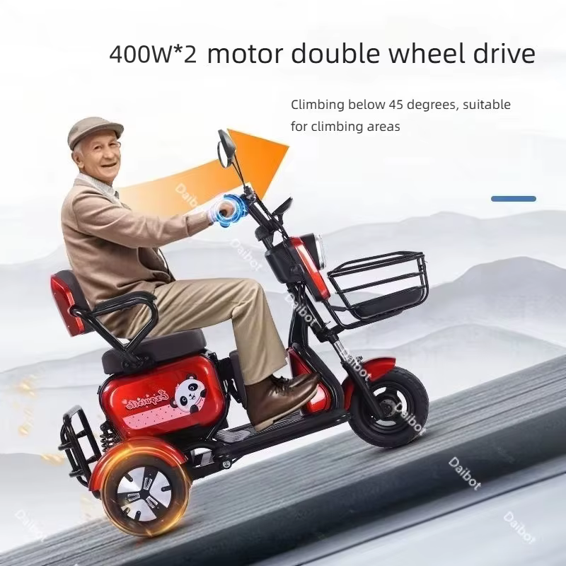 Mini tricycle électrique parent-enfant pour la famille avec siège enfant pliable 800W 48V 3 roues