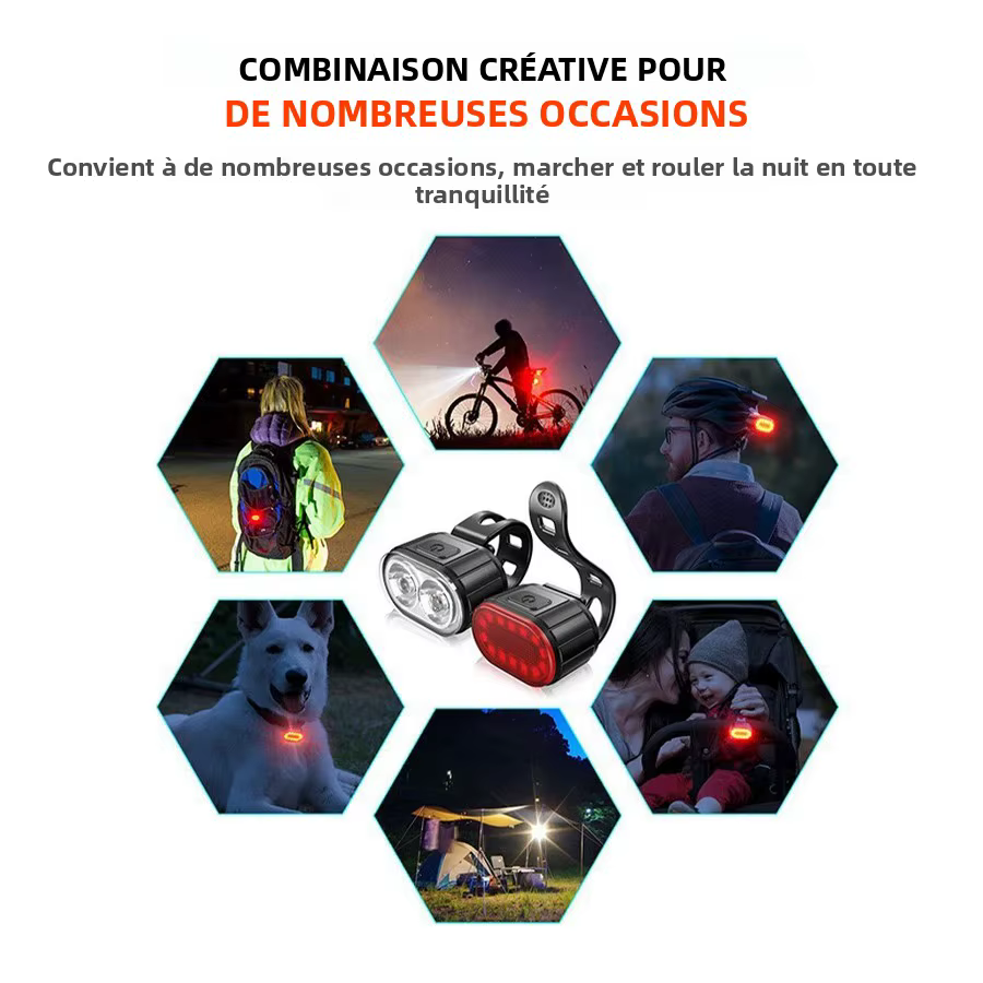 Feu avant et arrière de vélo Rechargeable