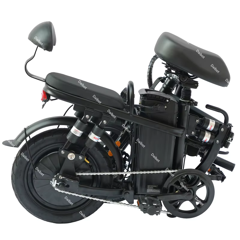 Canada Stock 14 pouces vélo électrique pliant pour femme avec 2 sièges 500W 48V rose