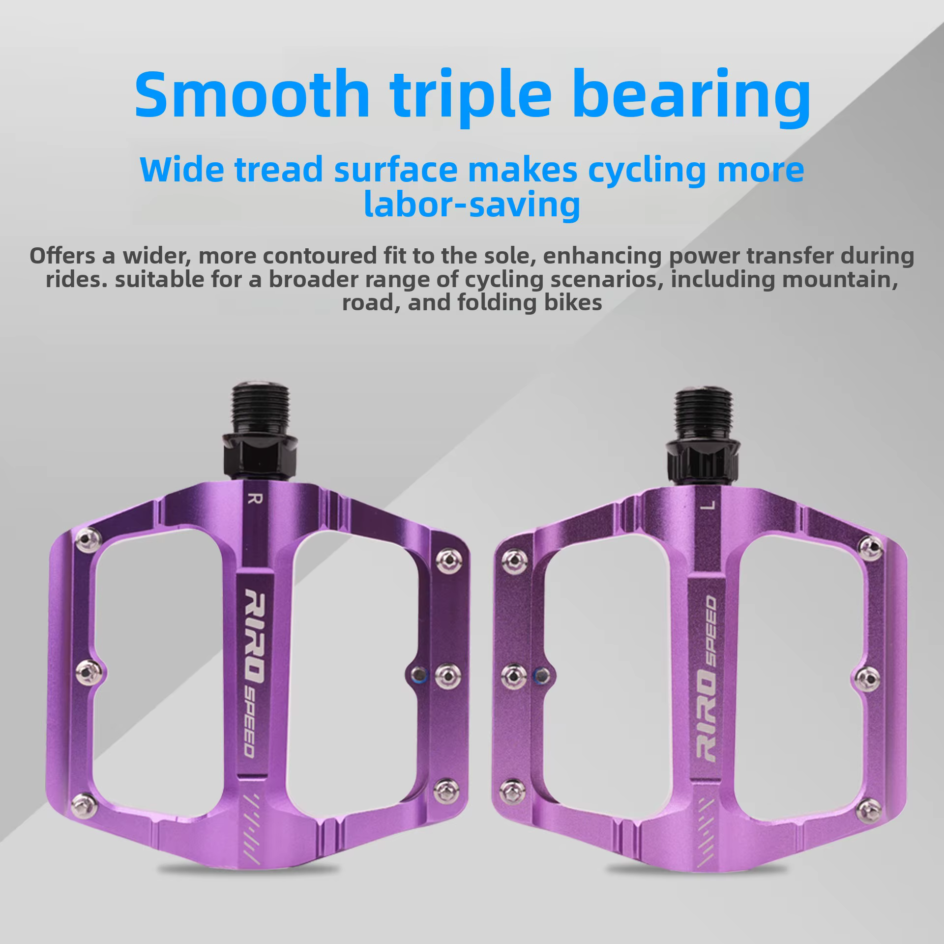 Pédales de vélo RIRO Triplein en alliage d'aluminium
