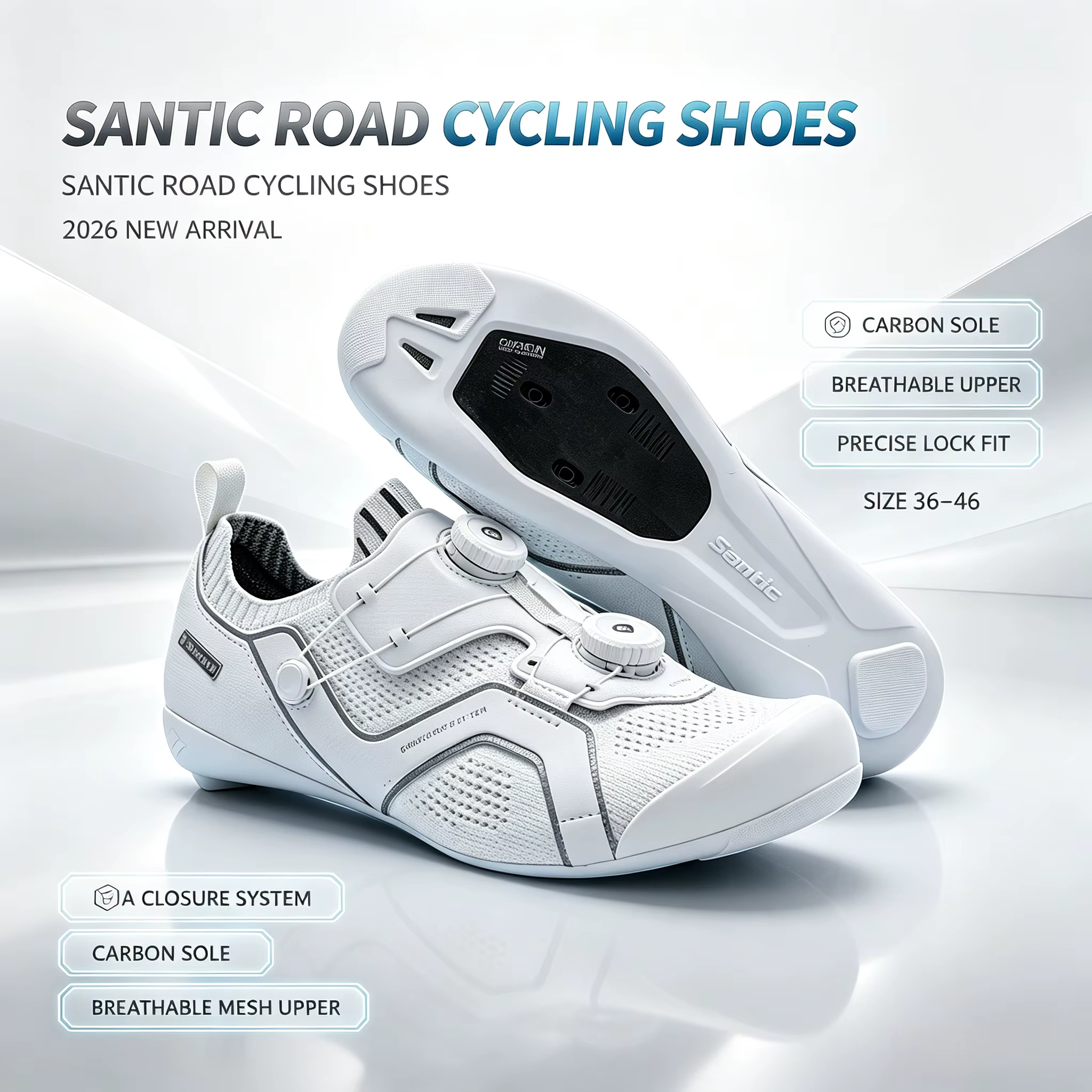 Santic – chaussures de cyclisme en fibre de carbone