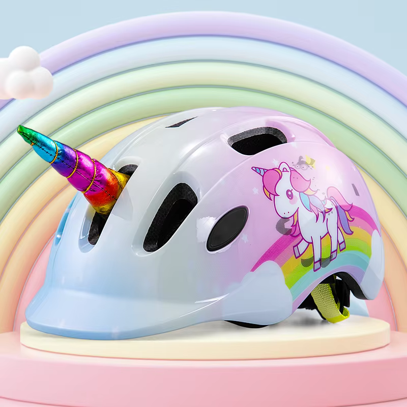 Casque de vélo pour enfants léger ventilé mignon licorne fille Sports de plein air Skateboard équilibre cyclisme