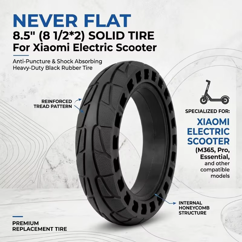 Pneu solide de 8, 5 pouces anti-crevaison pour trottinette électrique Xiaomi