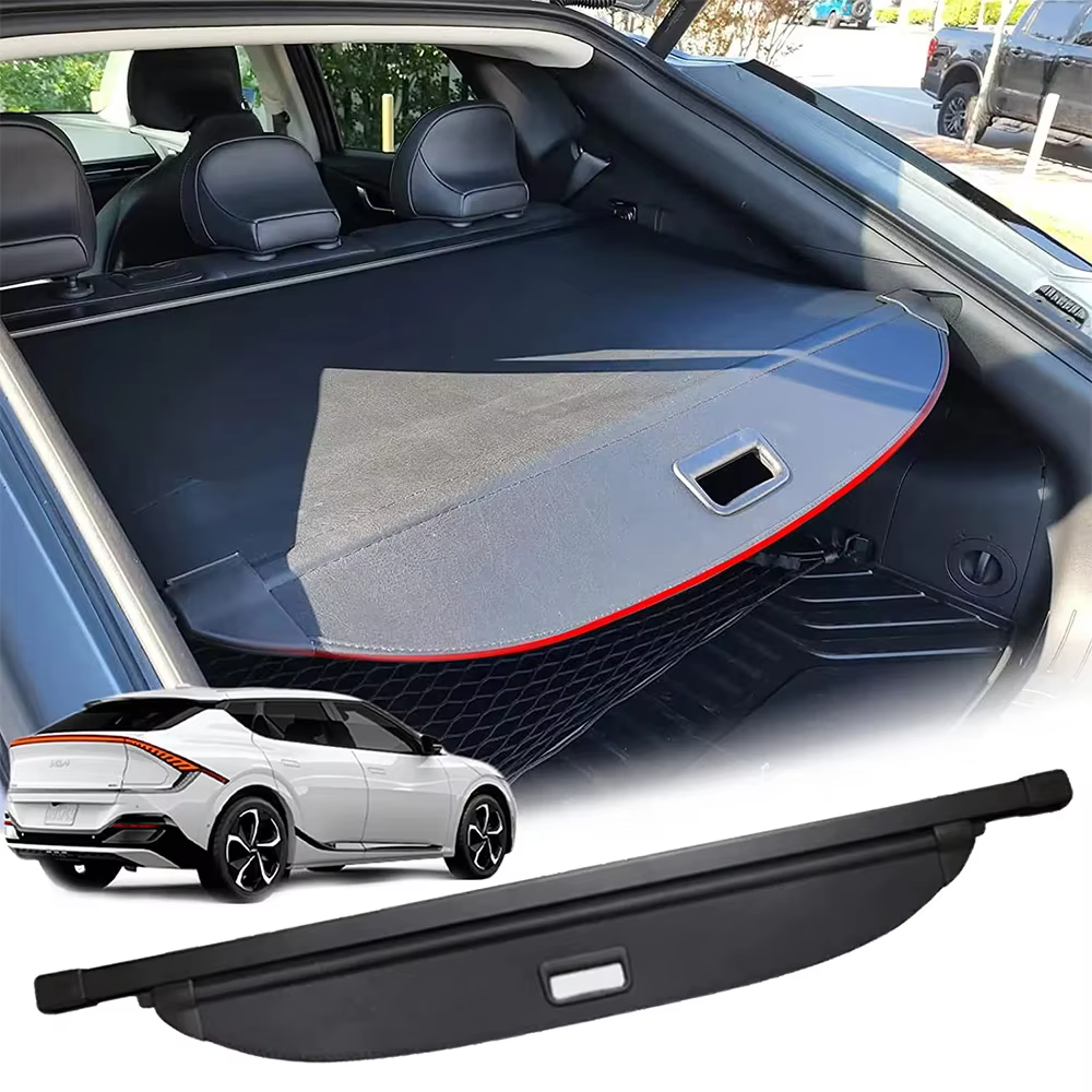 Cache-bagages rétractable en fibre de carbone pour Kia EV6 2022-2026 – Organisateur de coffre arrière, écran de confidentialité et de sécurité, pare-soleil