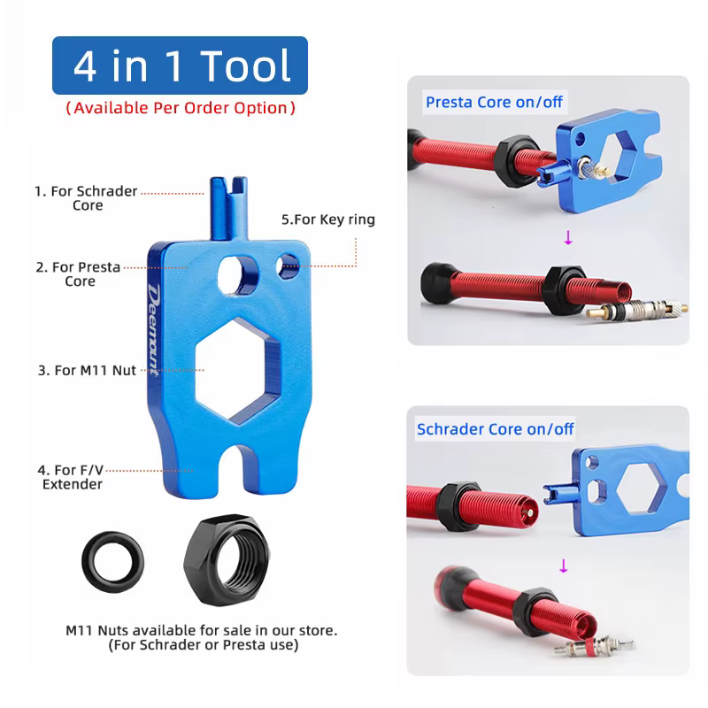 Deemount Presta noyau de Valve en laiton FV buse de remplacement vtt vélo de route Tubeless pièces de Service outil de retrait en alliage joint torique en option