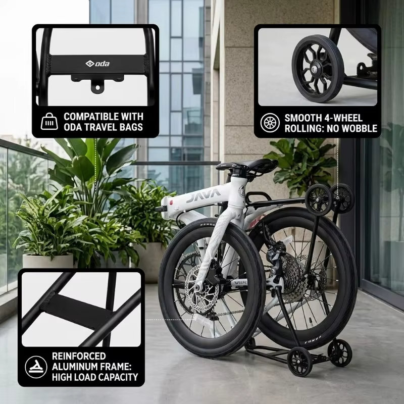 Porte-bagages arrière en alliage d'aluminium CNC avec roulettes faciles à utiliser