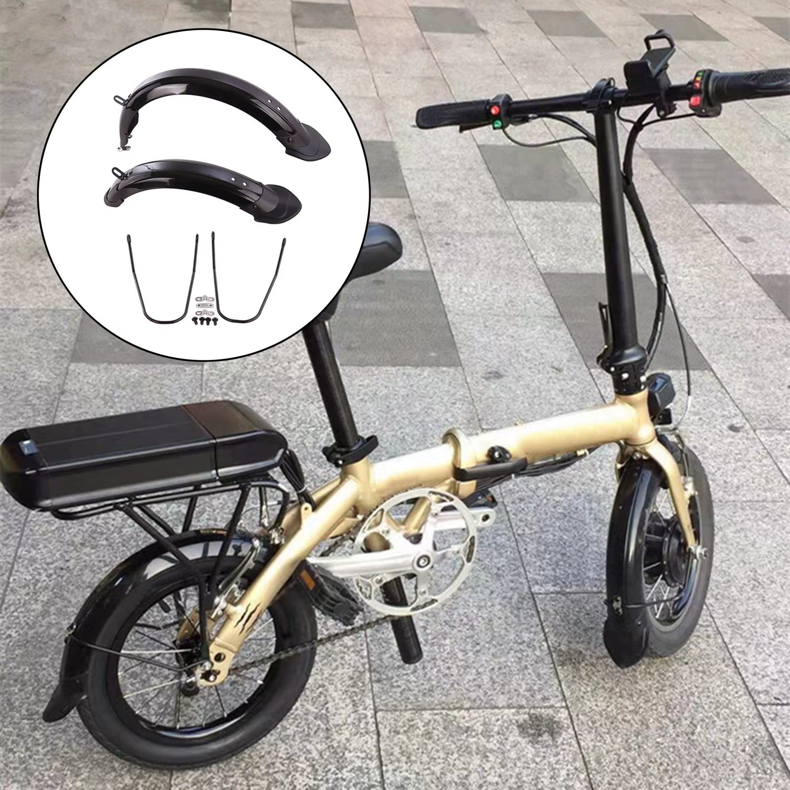 Jeu de garde-boue pour vélo pliant, incassable, pour roues 12 en effet/14