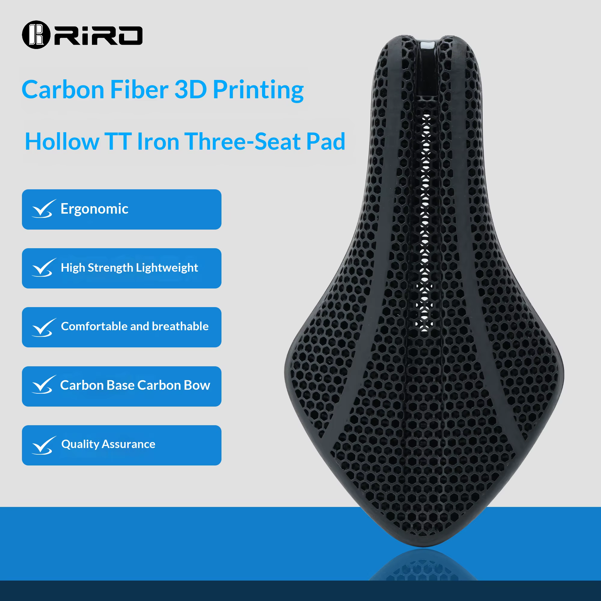 Selle de vélo en fibre de carbone RIRO imprimée en 3D