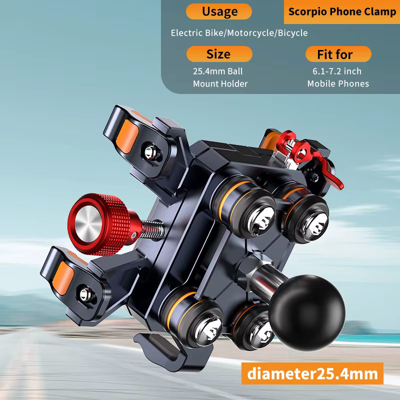 Apex Rush 2025 nouveau support de téléphone pour moto en alliage d'aluminium avec amortisseur serrure de sécurité haute