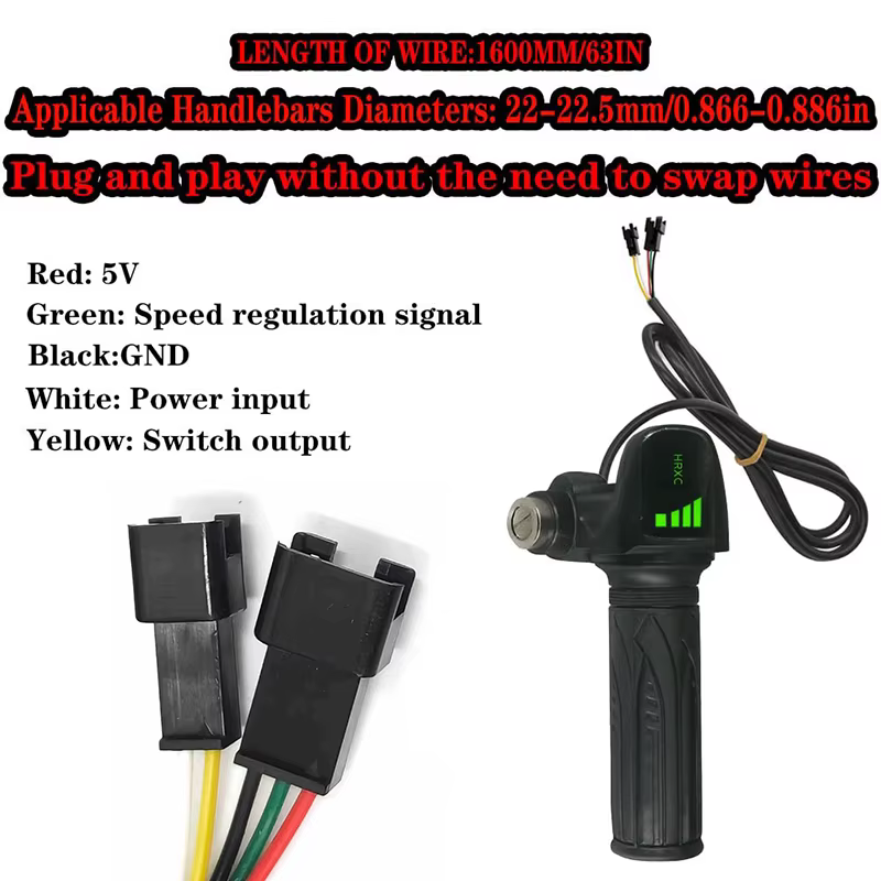 Accélérateur à poignée torsadée avec moniteur d'alimentation pour vélos électriques Ridstar série Q20/H20 48