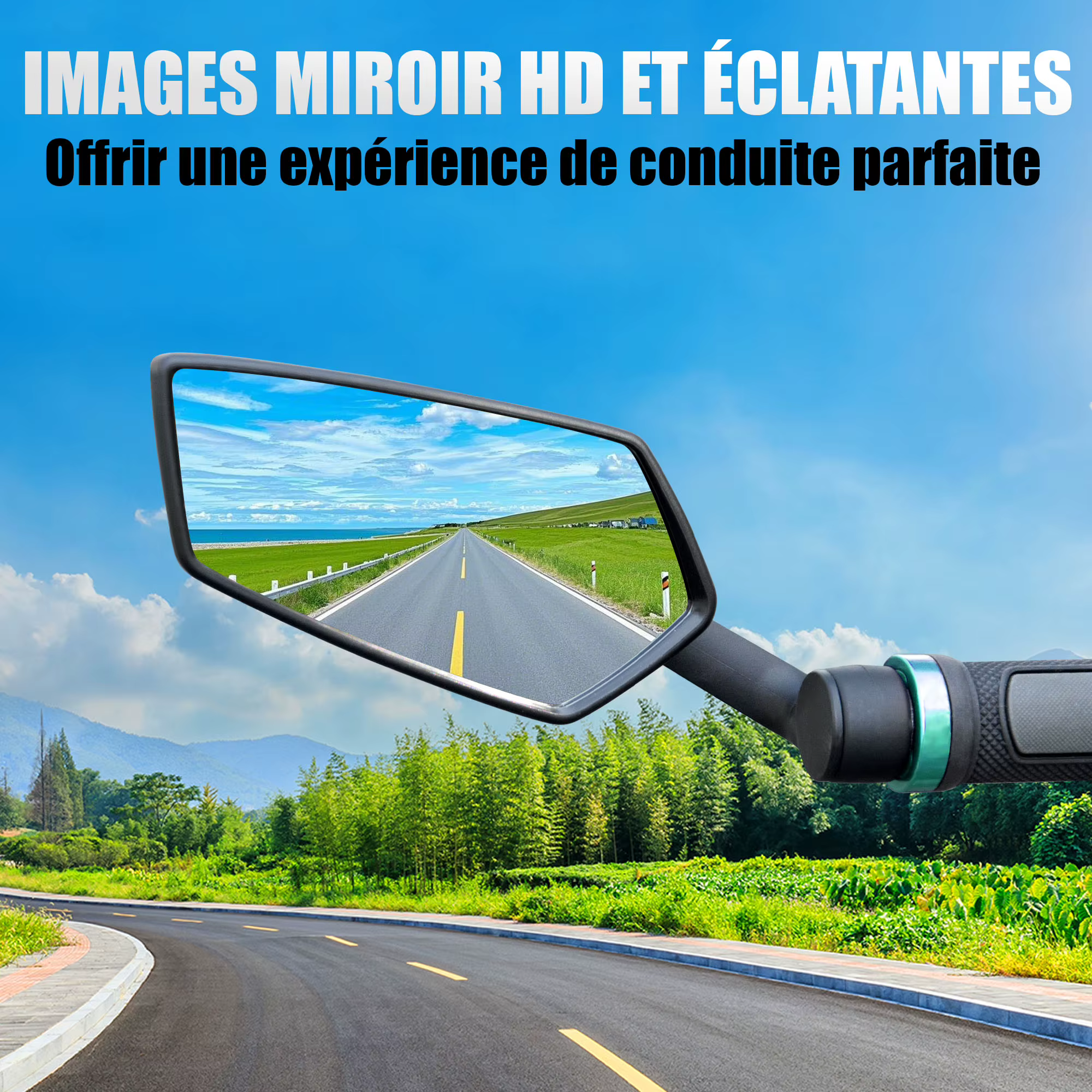 RBRL rétroviseur de vélo vtt guidon fin miroir HD grand Angle étendu Durable