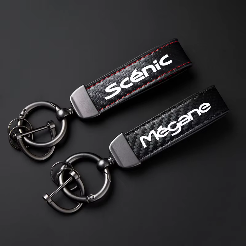 Porte-clés de voiture pour Megane Scenic GT RS, Logo couleur française, widget en métal, accessoires d'ornements en cuir et Fiber de carbone