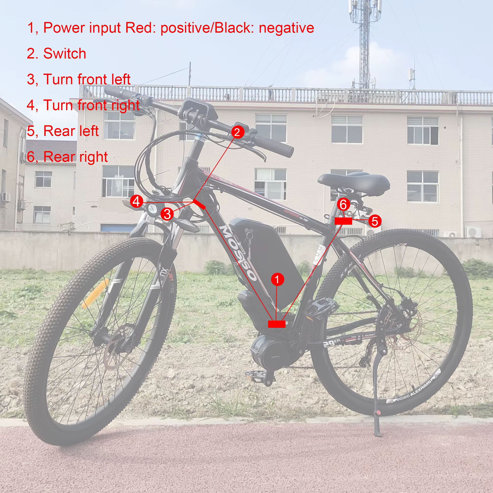 EBKE vélo électrique Ebike clignotant V04 12V ou 36V 48V 52V 72V câble étanche LED