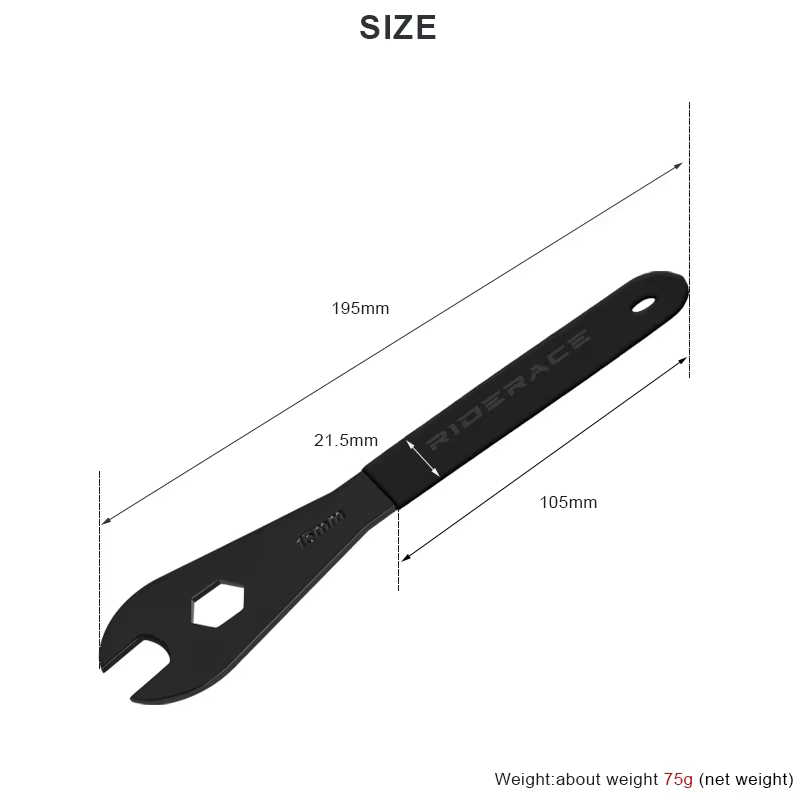 RIDERACE clé à pédale de vélo 15mm Durable pour moyeux de VTT vtt installer clé de retrait outils de réparation de cyclisme sur route