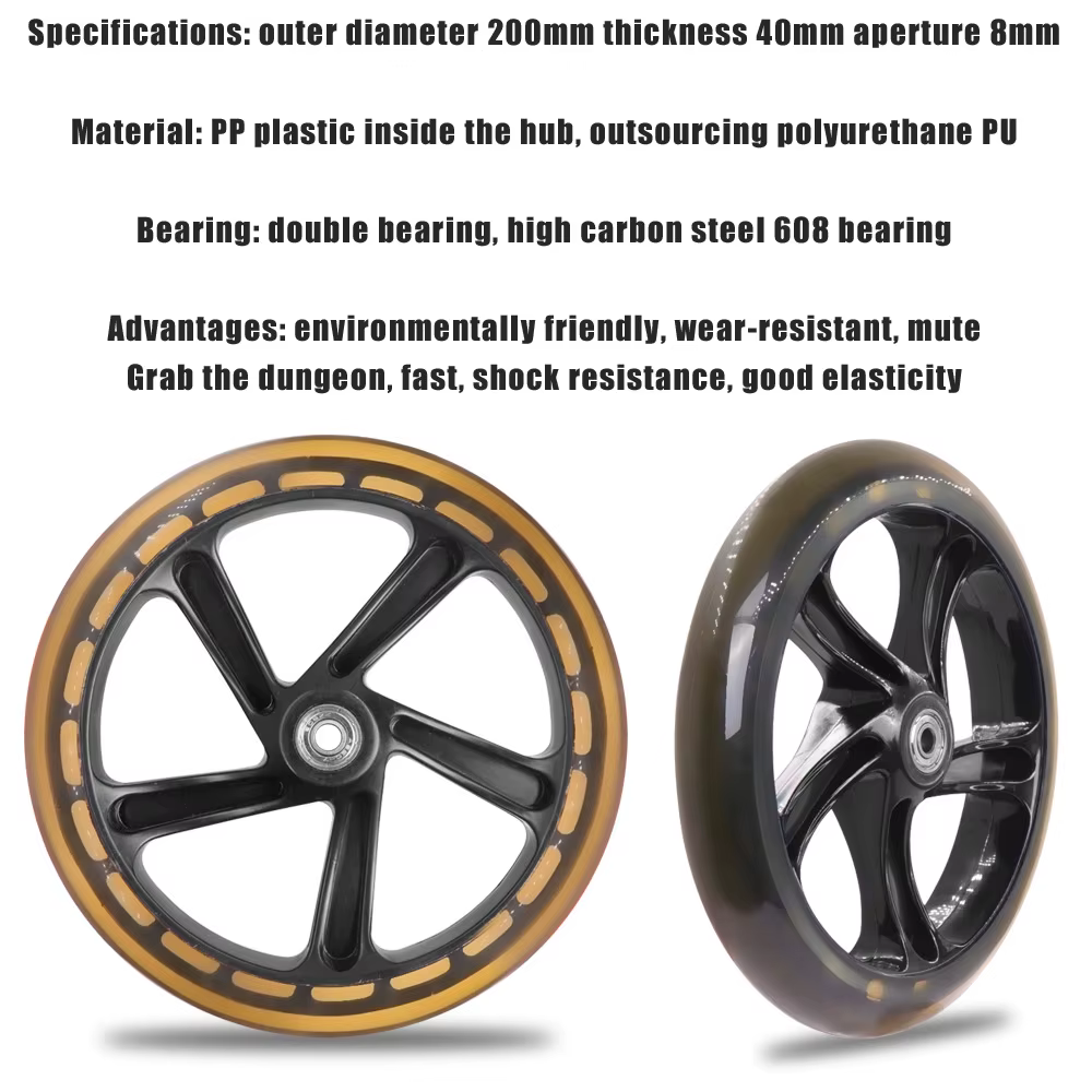 1/2pc roues solides 200mm Scooter adulte pour rasoir et trottinettes adultes avec ABEC 7 roulements