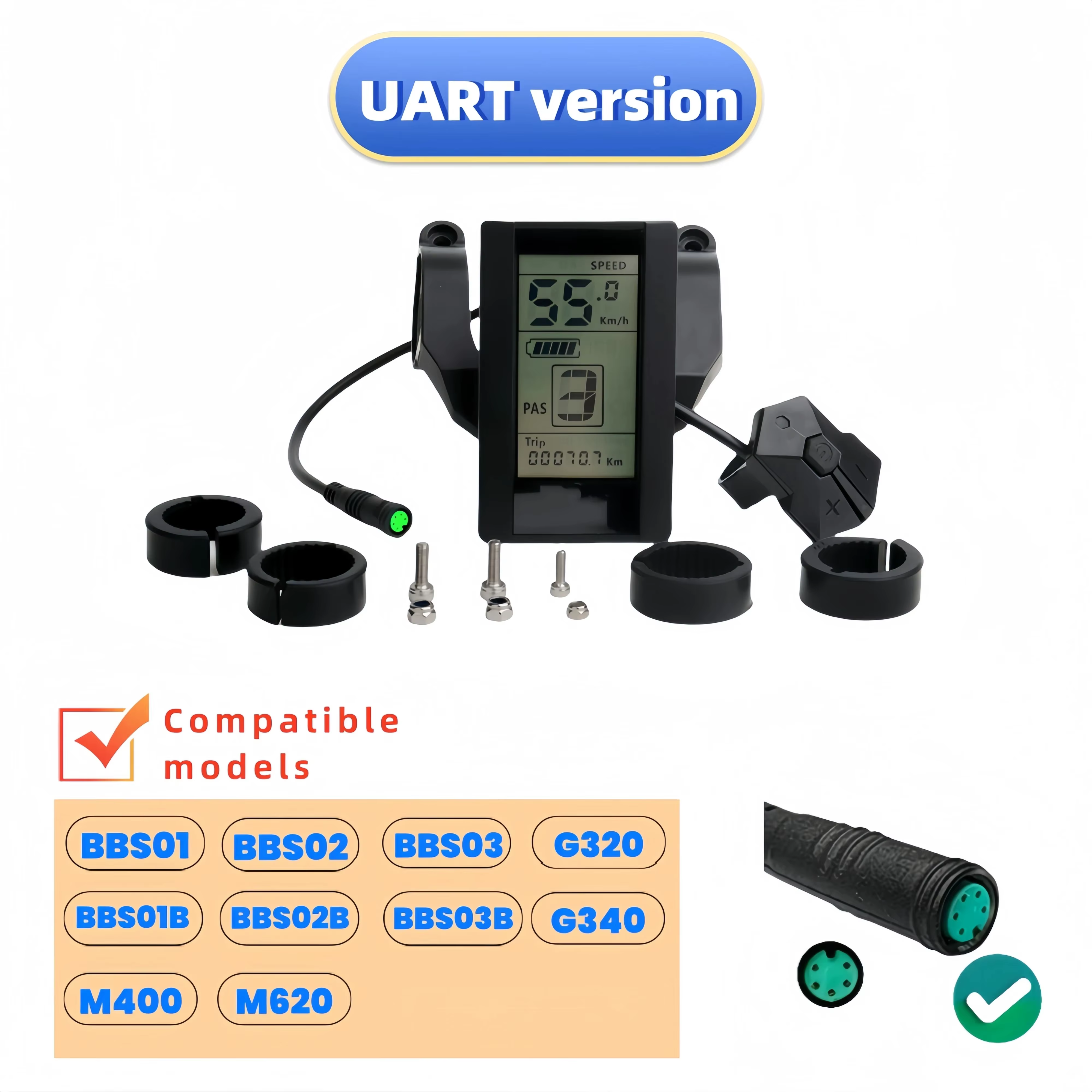 Écran LCD Bafang 800S UART pour vélo électrique