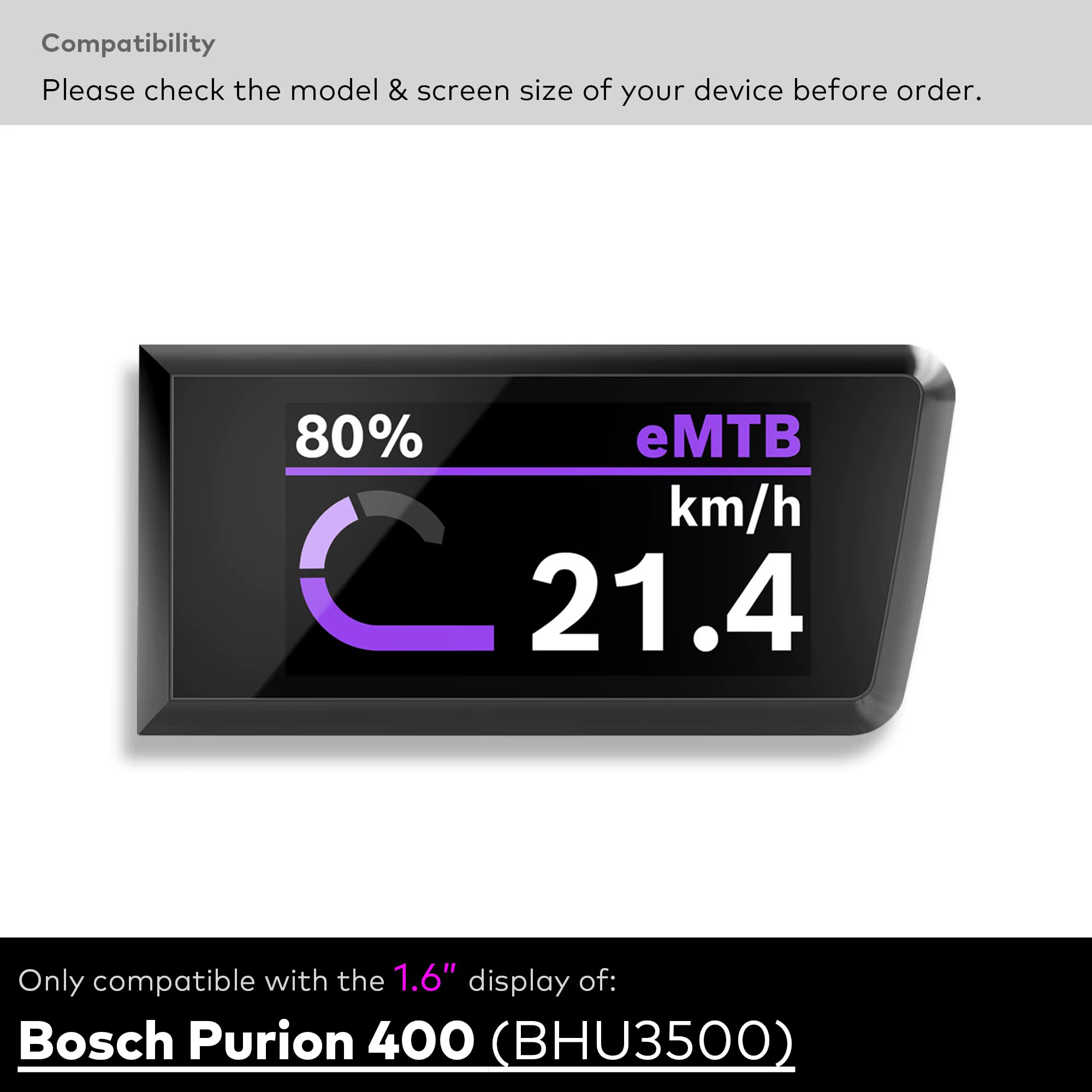Protecteur d'écran en verre trempé pour Bosch Purion 400 - BHU3500 eBike Control