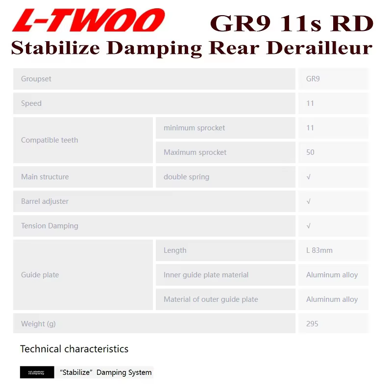 LTWOO hydraulique 11s GR9 1X11 vitesse gravier vélo GR9 dérailleur arrière GR9 1x11S