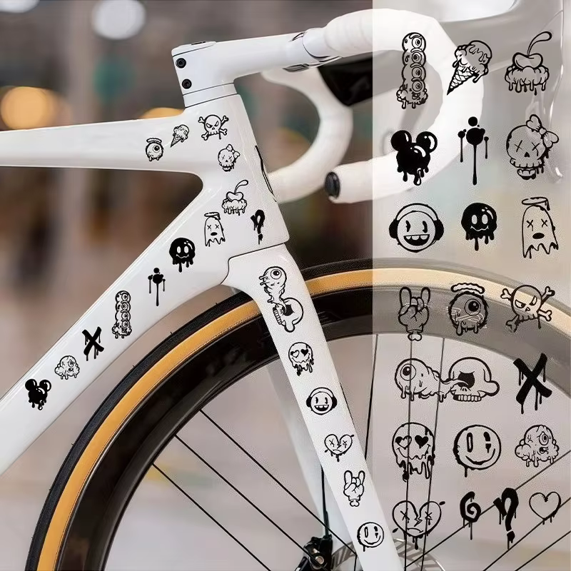 Autocollants de vélo graffiti dessin animé pour tube supérieur de cadre