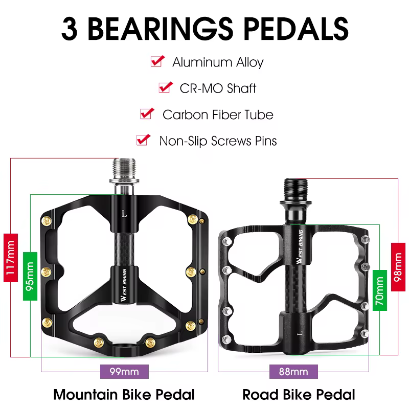 WEST BIKING – pédale de vélo ultralégère en Fiber de carbone