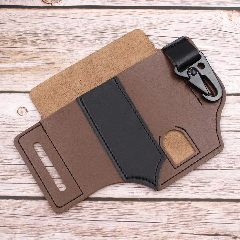 Gaine en cuir pour maroquinerie, multi-outils, organisateur de poche EDC, pochette pour couteau tactique de chasse, lampe de poche, outil de Camping en plein air