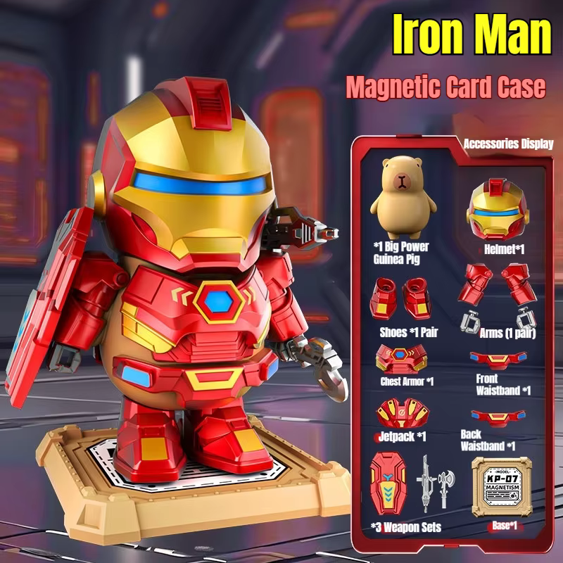 Robot transformable assemblable Capybara Iron Man Mecha avec pièces d'armure magnétiques, figurine de décoration de bureau