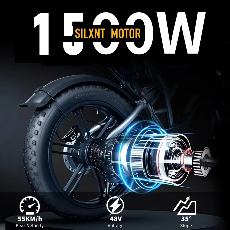 Vélo électrique 48V60Ah 1500W avec pneus larges de 20 pouces pour adultes