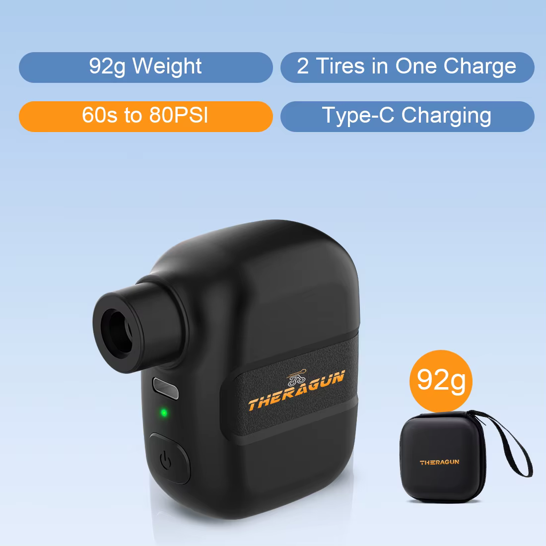 Mini pompe à vélo gonfleur d'air Portable Rechargeable 100PSI 5V type-c accessoires