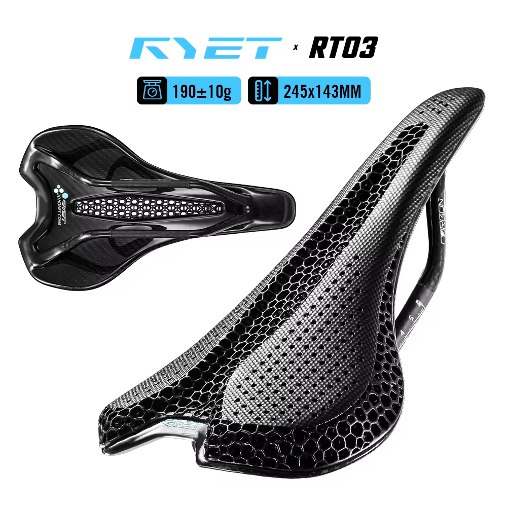 Selle de vélo RYET en carbone imprimée en 3D