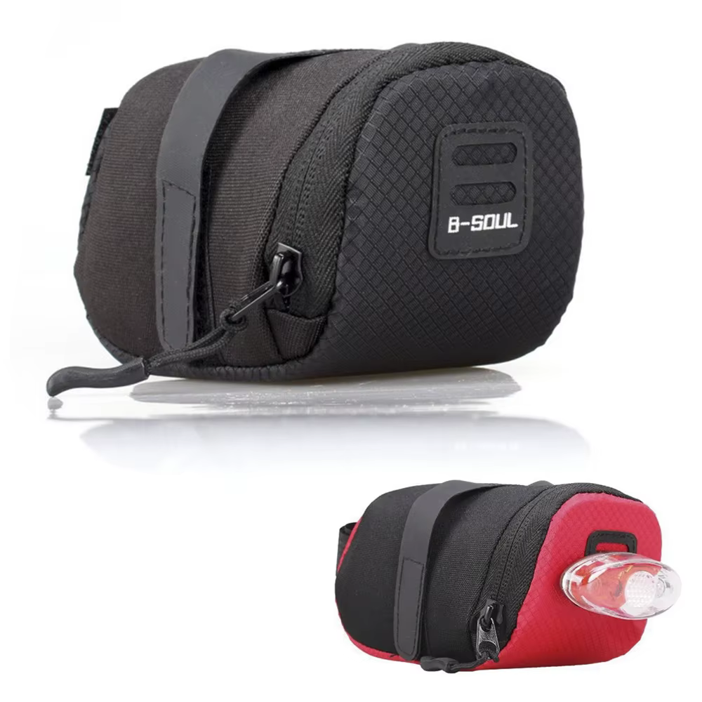 Sac de rangement de selle de vélo Portable sous le siège, pochette arrière de siège de vélo vtt, sac de tige de selle 15x7x7cm, accessoires noir rouge bleu