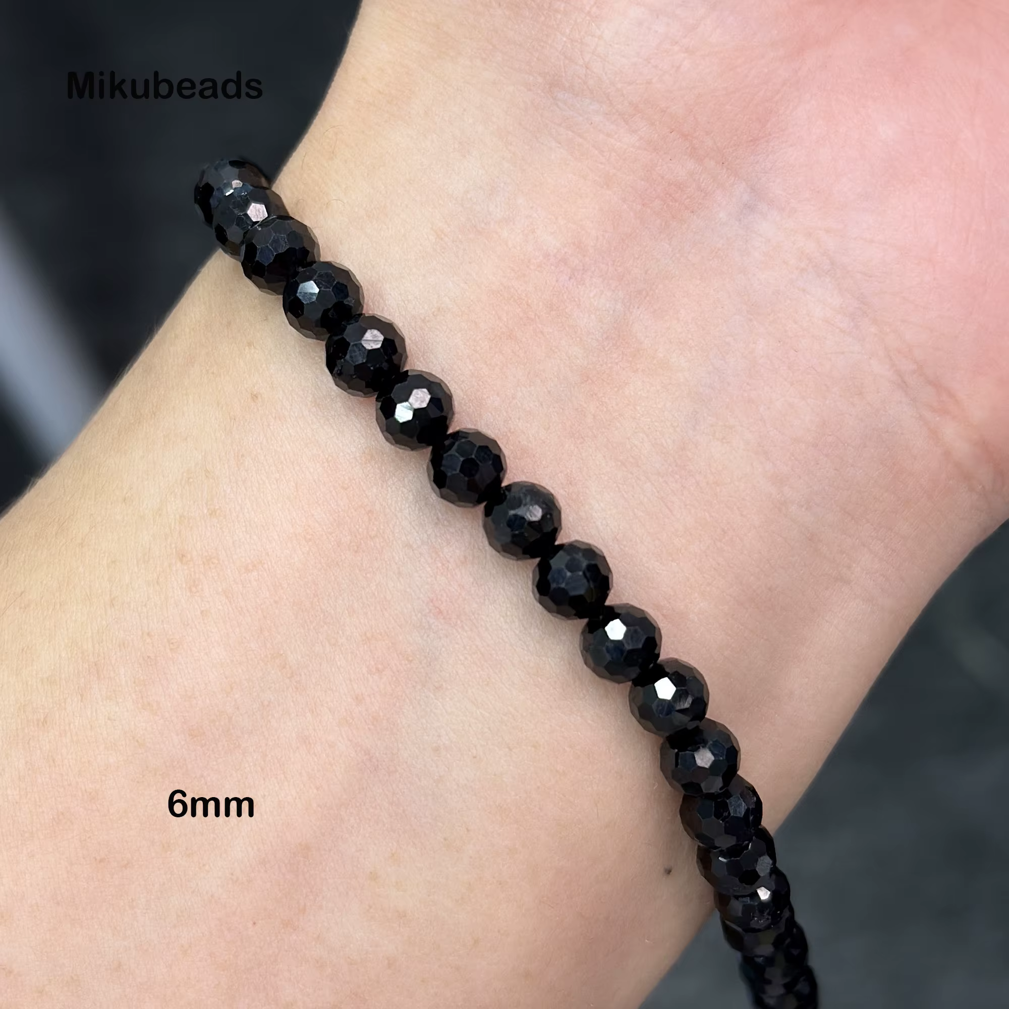 Tourmaline noire naturelle, 2mm 3mm 4mm 6mm, perles rondes à facettes en vrac pour la fabrication de bijoux, Bracelets et colliers, vente en gros