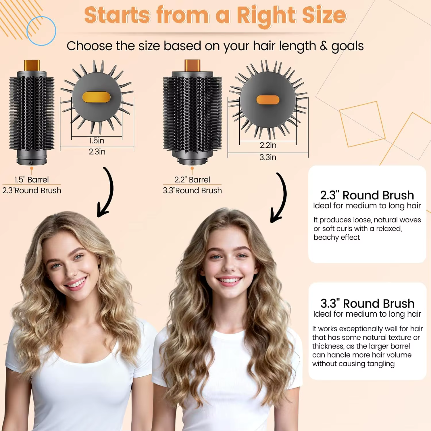Grande brosse ronde volumisante, peigne à boucler pour accessoires Dyson Airwrap, plus grande brosse ronde pour cheveux raides et ondulés