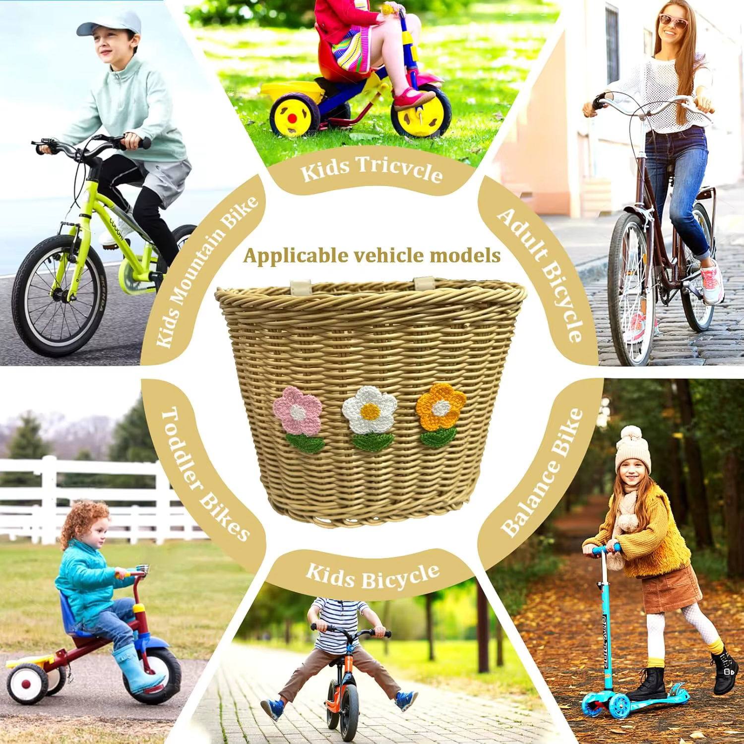 Panier de vélo pour enfants en osier