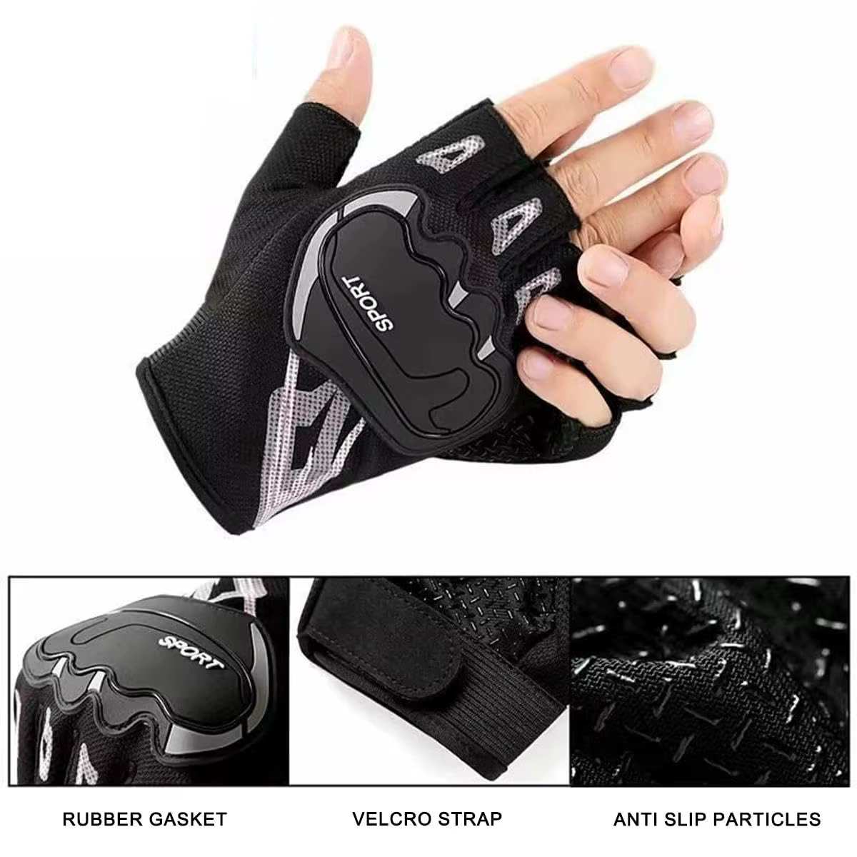 Gants de sport demi-doigts unisexes