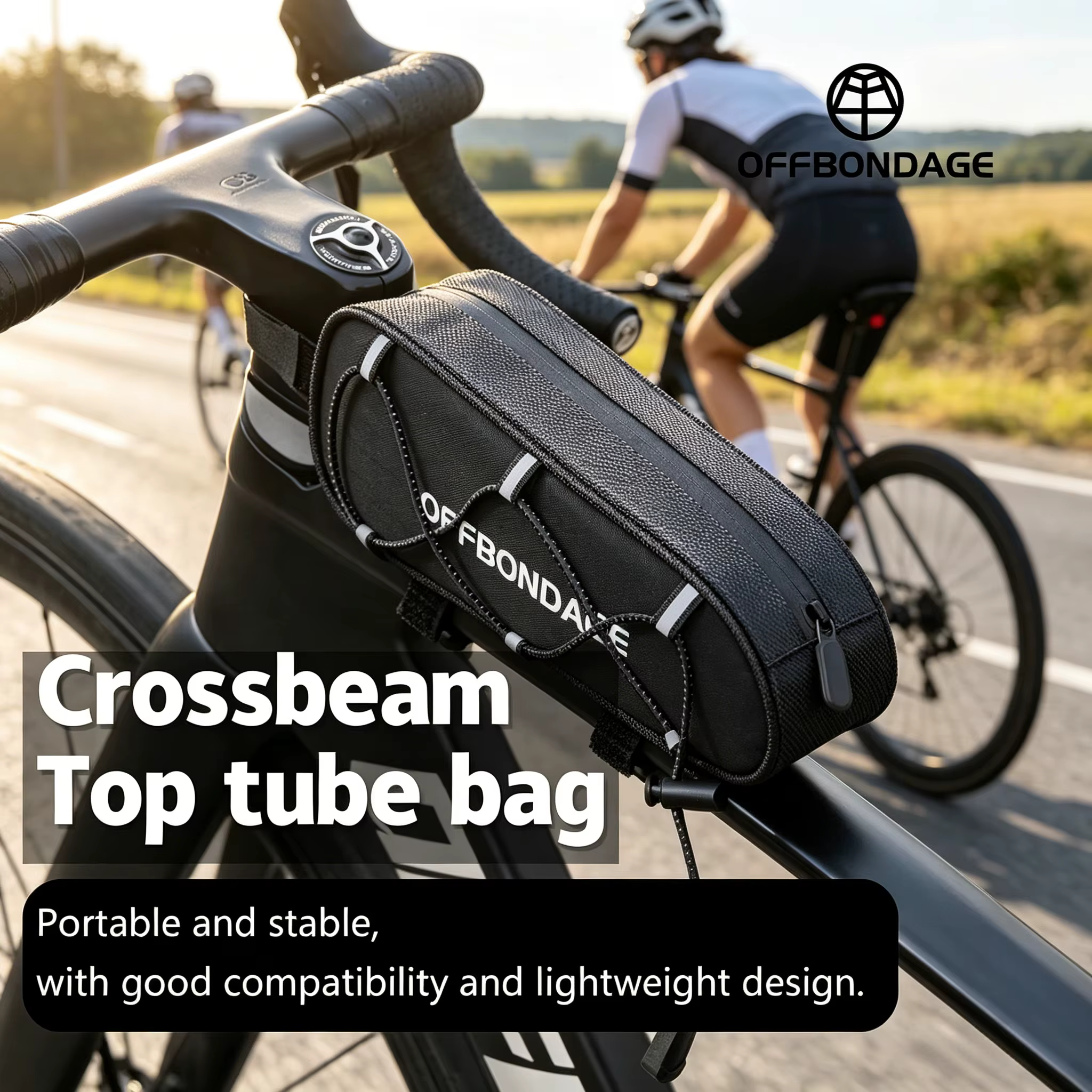OFFBONDAGE Sacoche de vélo imperméable et réfléchissante pour tube supérieur avant