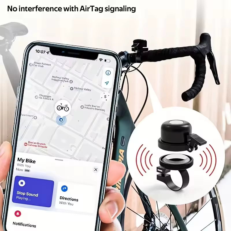 Sonnette de vélo vtt avec support AirTag intégré