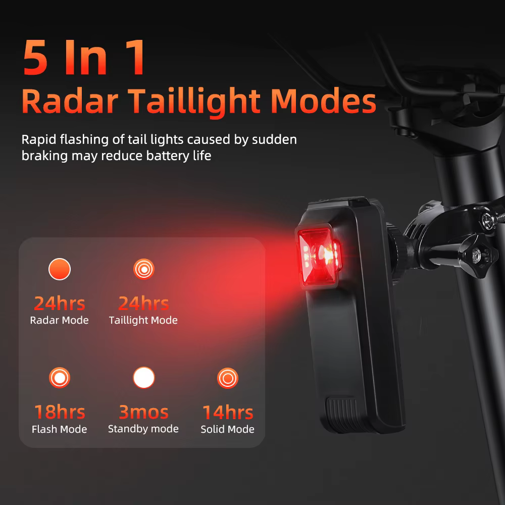 Camaroca W100 vélo rétroviseur Radar cyclisme feu arrière frein détection lampe selle tige