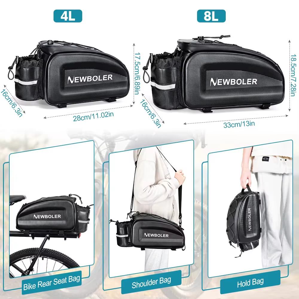 NEWBOLER sac de coffre de vélo à coque rigide sac à bandoulière