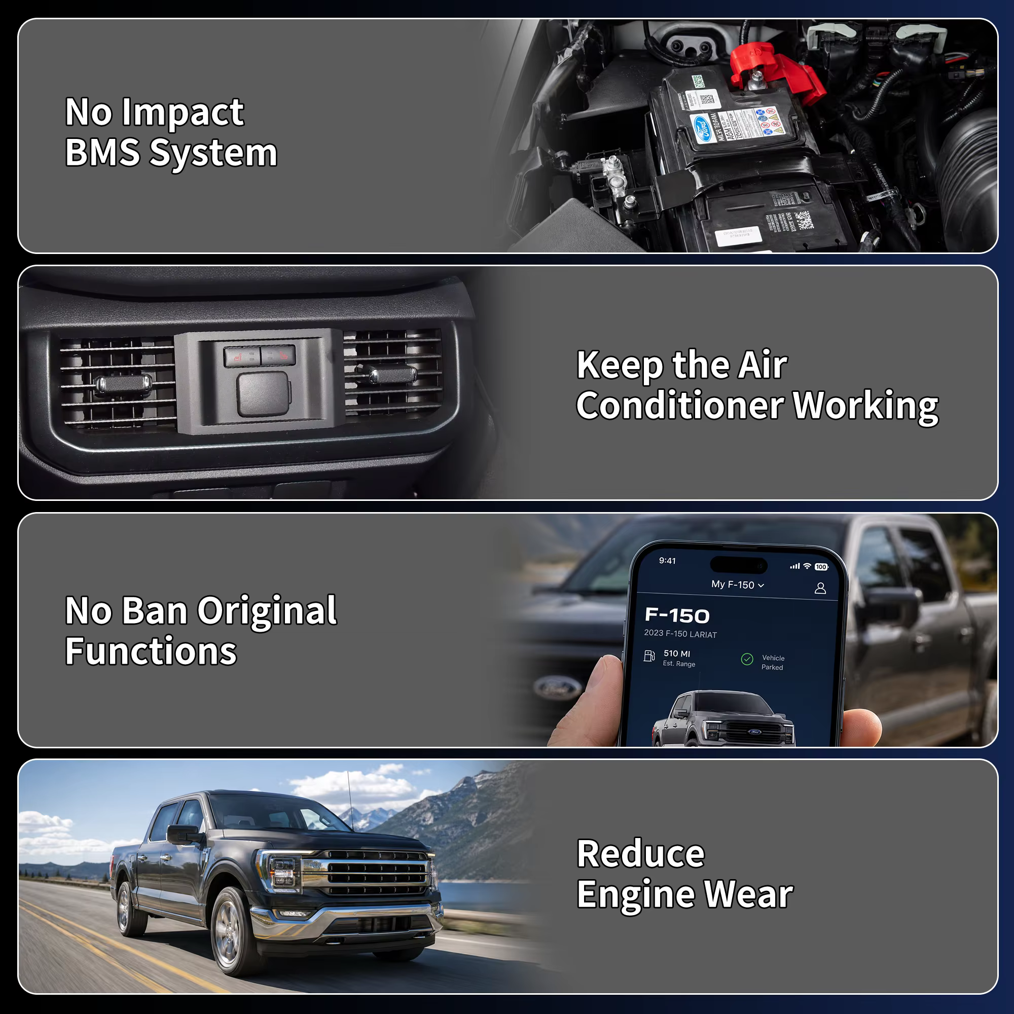 Éliminateur/désactivateur de démarrage/arrêt automatique compatible avec les accessoires Ford F150 2021 2022 2023 2024 2025 A-Off Auto Stop Eliminator