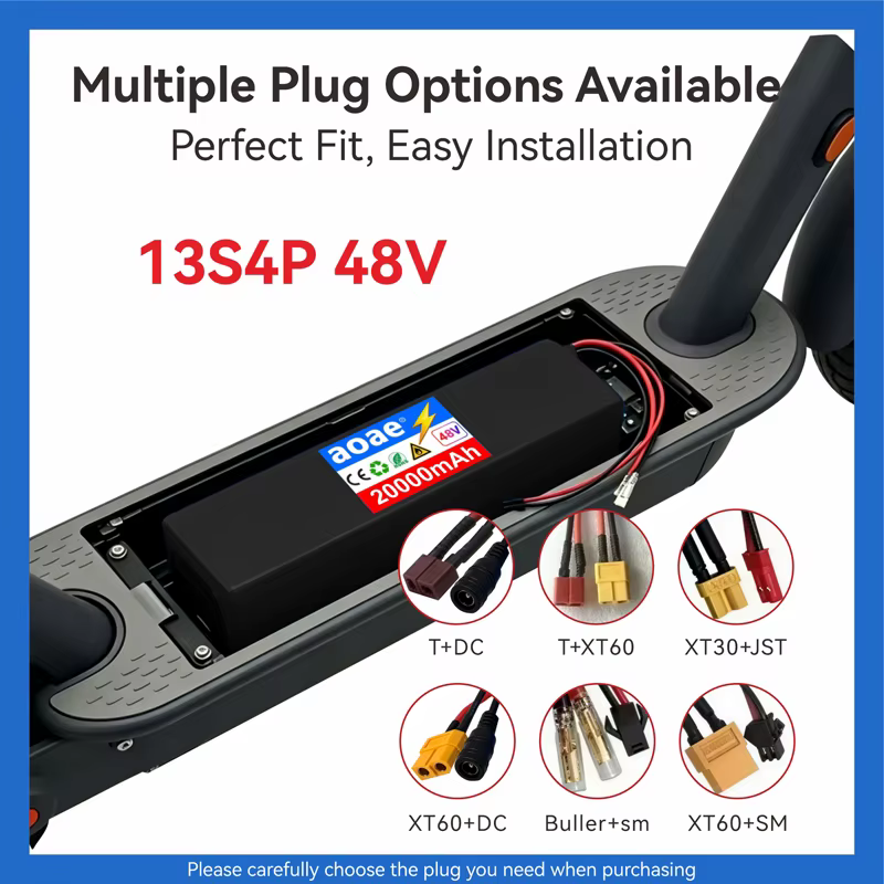 Batterie de scooter électrique 48V 13S4P 20Ah 18650 cellules de qualité A avec BMS intégré XT60 JST pour Kugoo M4 M4Pro MaxSpeed Series Long Range