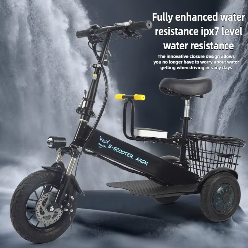 Pliant avec panier Scooter électrique Mini petite batterie au Lithium amovible Tricycle
