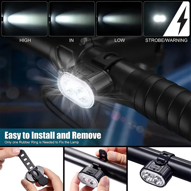 Kit d'éclairage LED pour vélo - Feux avant et arrière pour vélo