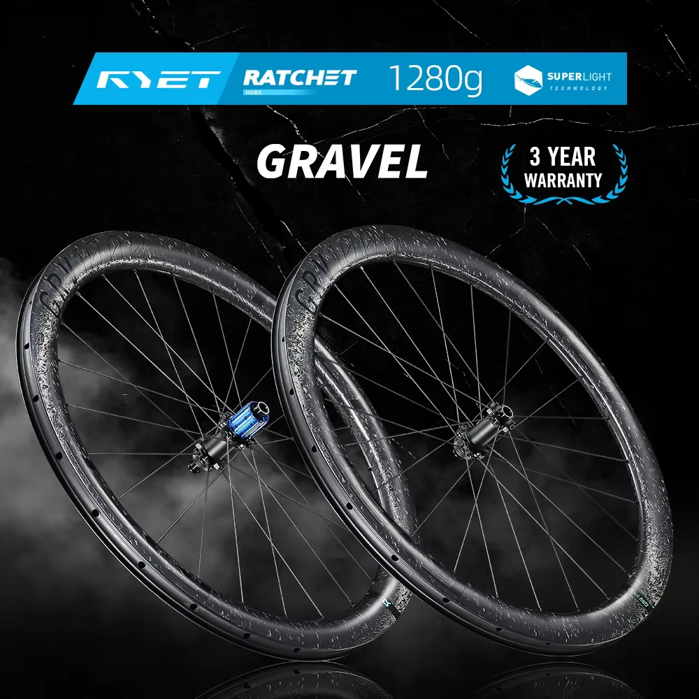 Jeu de roues en carbone RYET 1280g pour gravier