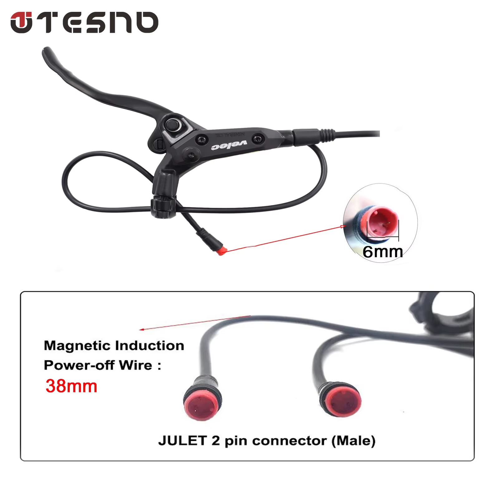 TESNO e-bike 2PIN prise étanche frein à disque hydraulique contrôle de puissance électrique manette de vitesse
